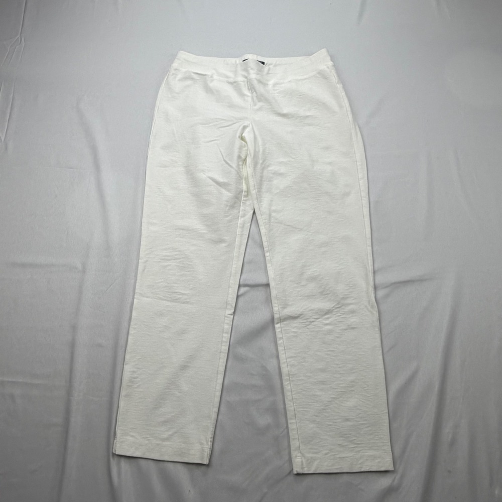Eileen Fisher Pants Womens PP White Petite Straight Leg Stretch P0696P F1ETK-4